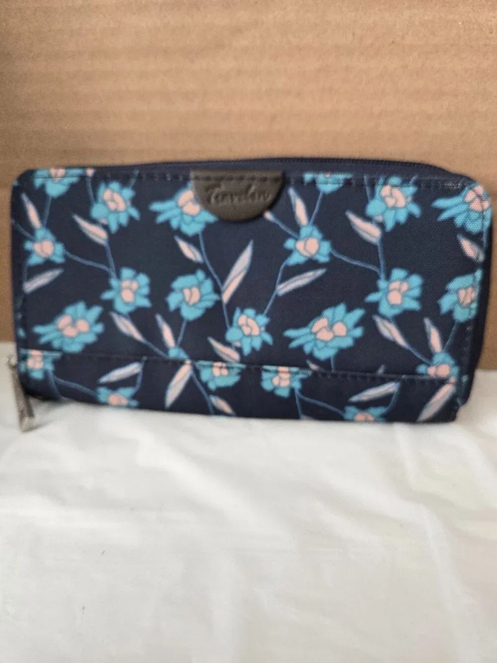 Travelon Navy Floral Zip Around Wallet Organizer